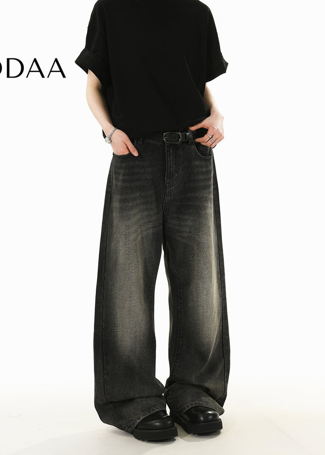 Blue Loose Fit Casual Wide-Leg Jeans for Men and Women - S / Black - Men’s Jeans