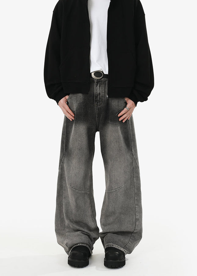 Blue Loose Fit Casual Wide-Leg Jeans for Men and Women - S / Grey - Men’s Jeans