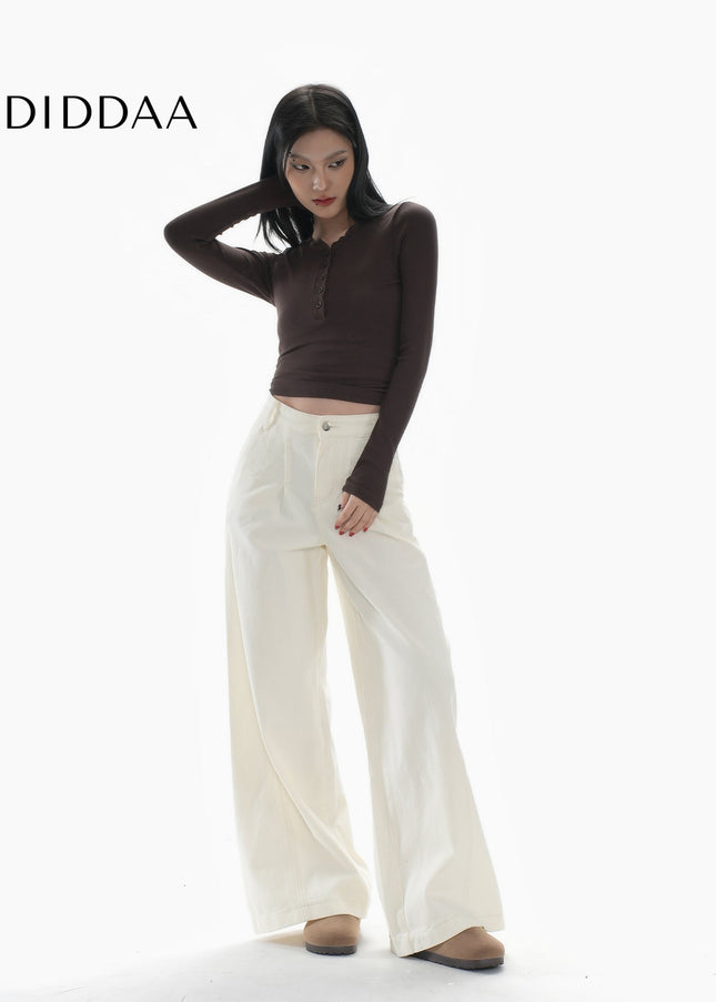 Blue Loose Fit Casual Wide-Leg Jeans for Women - Women’s Jeans