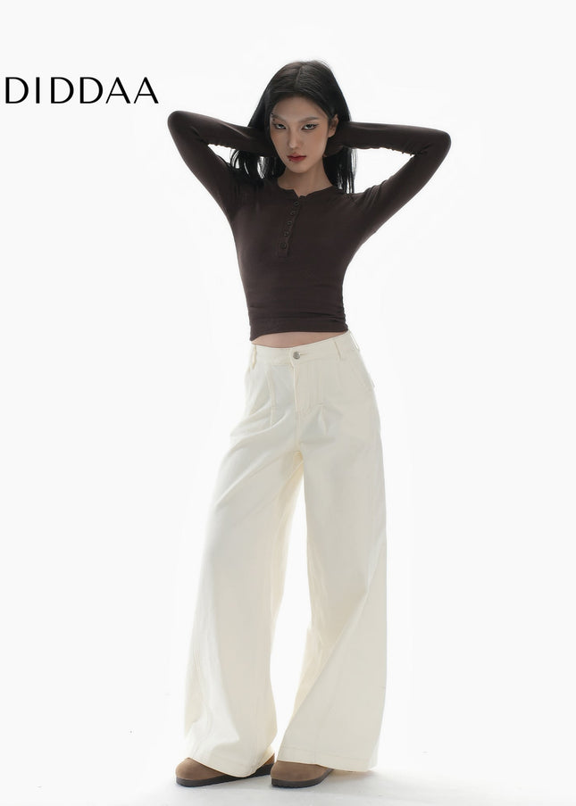 Blue Loose Fit Casual Wide-Leg Jeans for Women - Women’s Jeans