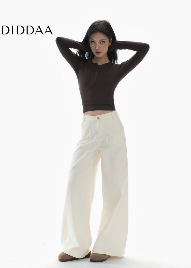 Blue Loose Fit Casual Wide-Leg Jeans for Women - XS / White - Women’s Jeans