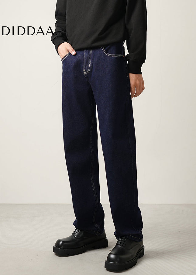 Blue Loose Fit Classic Denim Straight-Leg Jeans - Men’s Jeans