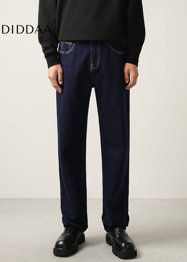Blue Loose Fit Classic Denim Straight-Leg Jeans - Men’s Jeans