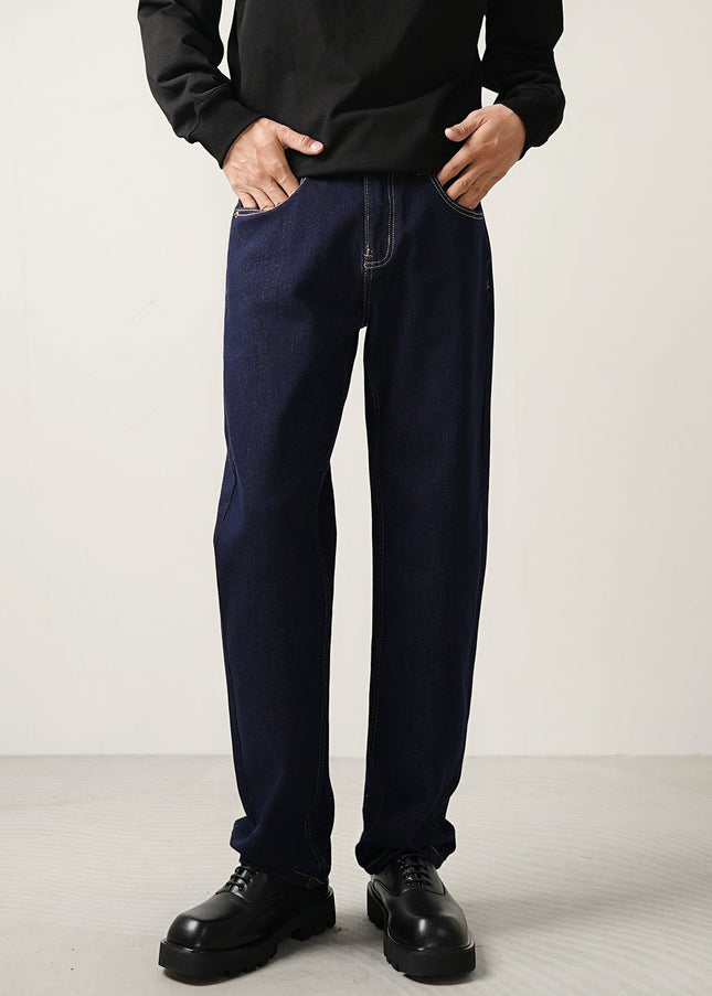 Blue Loose Fit Classic Denim Straight-Leg Jeans - Men’s Jeans
