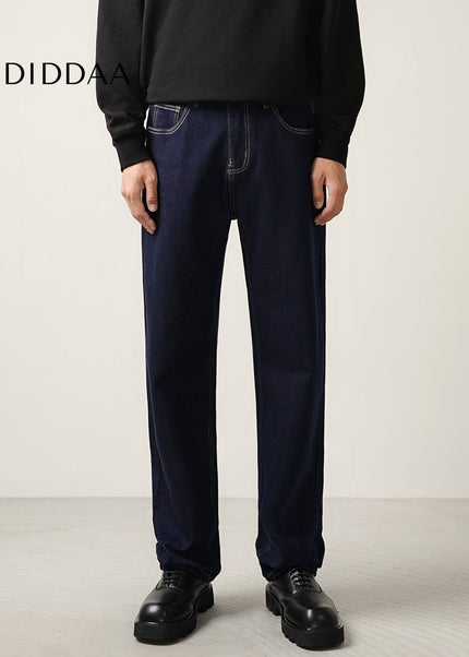 Blue Loose Fit Classic Denim Straight-Leg Jeans - Men’s Jeans