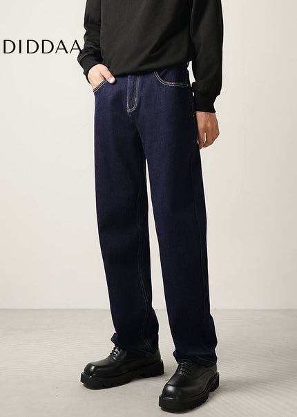 Blue Loose Fit Classic Denim Straight-Leg Jeans - Men’s Jeans