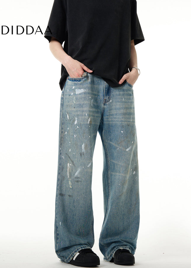 Blue Loose Fit Denim Straight-Leg Pants for All - Men’s Jeans