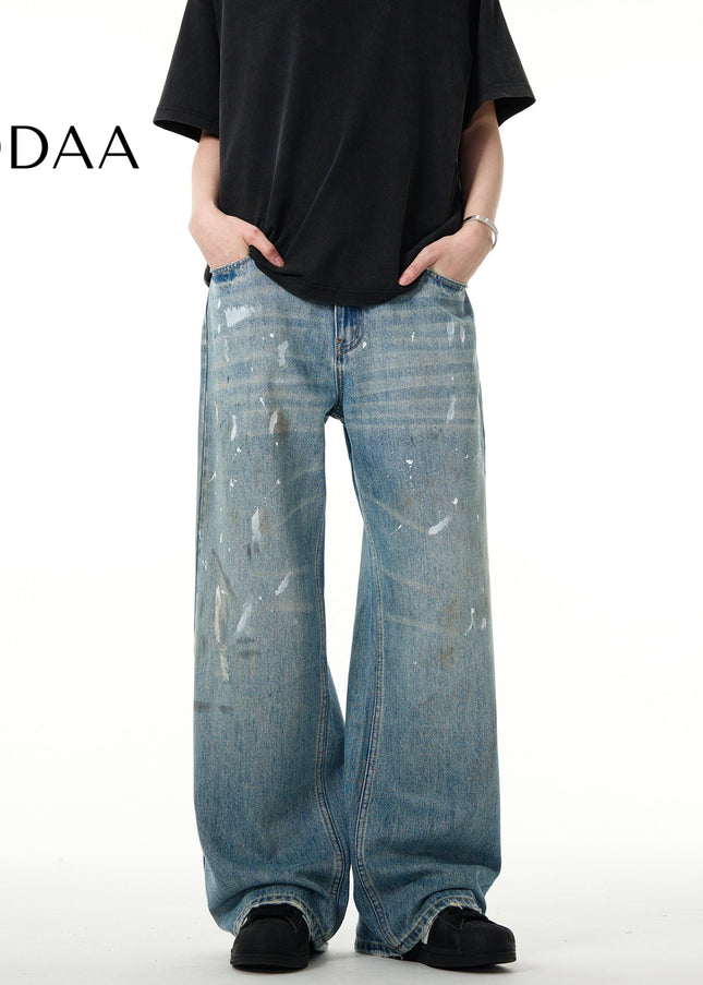 Blue Loose Fit Denim Straight-Leg Pants for All - S / Mid Blue - Men’s Jeans