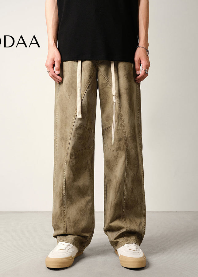 Blue Loose Fit Elasticated Wide-Leg Jeans - S / Khaki - Men’s Jeans