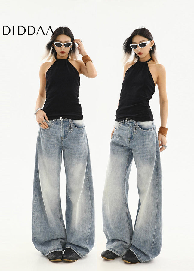 Blue Loose Fit High-Quality Long Scimitar Jeans - Women’s Jeans