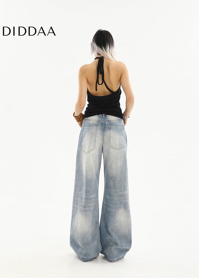 Blue Loose Fit High-Quality Long Scimitar Jeans - Women’s Jeans