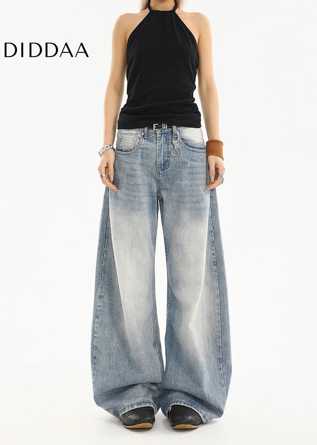 Blue Loose Fit High-Quality Long Scimitar Jeans - Women’s Jeans