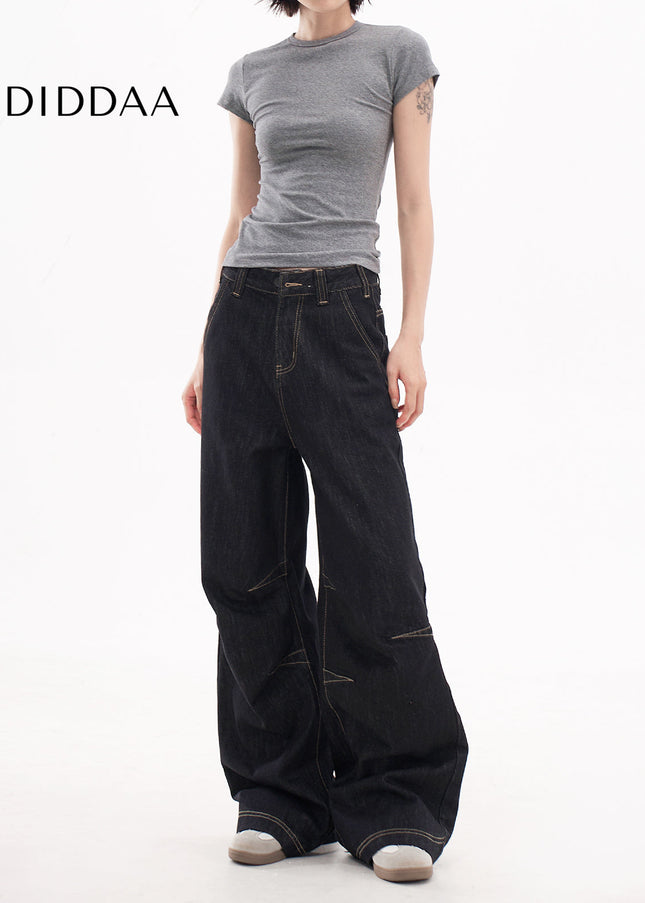 Blue Loose Fit High Street Wide-Leg Pants AGUA2025 - Women’s Jeans