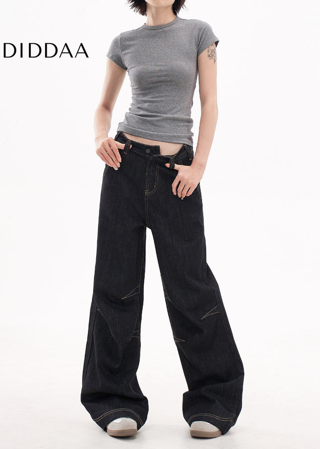 Blue Loose Fit High Street Wide-Leg Pants AGUA2025 - Women’s Jeans
