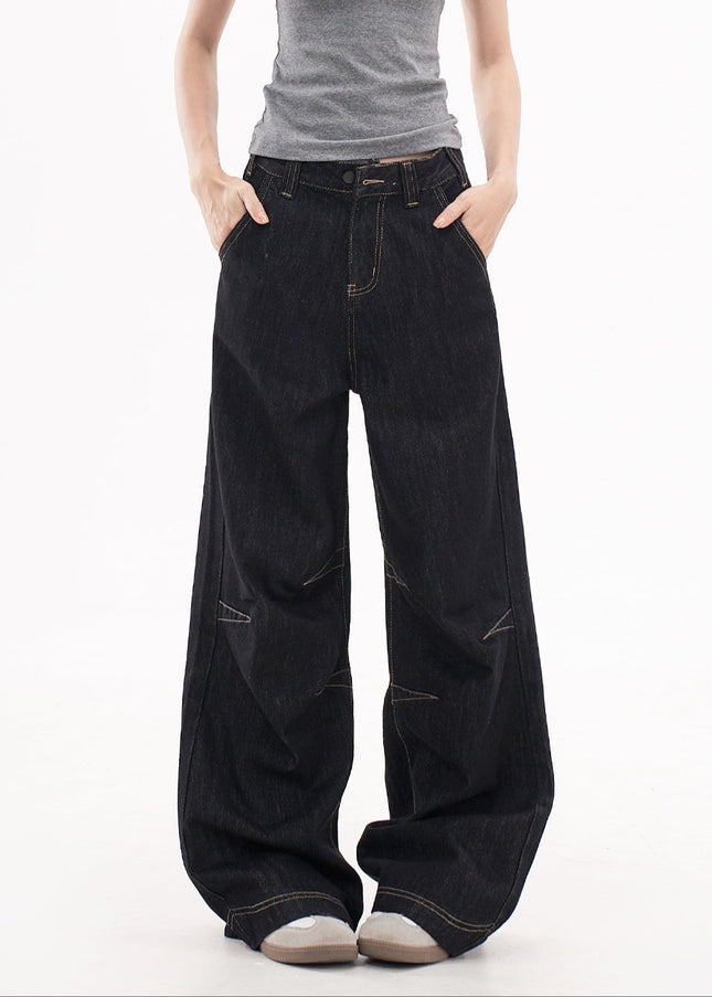 Blue Loose Fit High Street Wide-Leg Pants AGUA2025 - Women’s Jeans