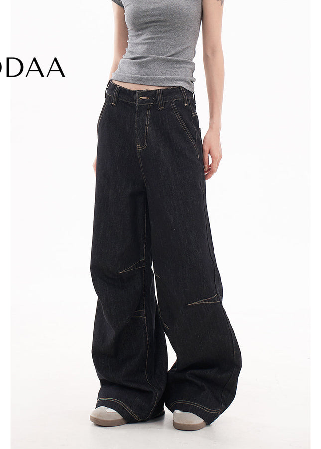 Blue Loose Fit High Street Wide-Leg Pants AGUA2025 - Women’s Jeans