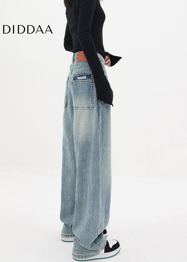 Blue Loose Fit High Waist Wide Leg Jeans - Women’s Jeans