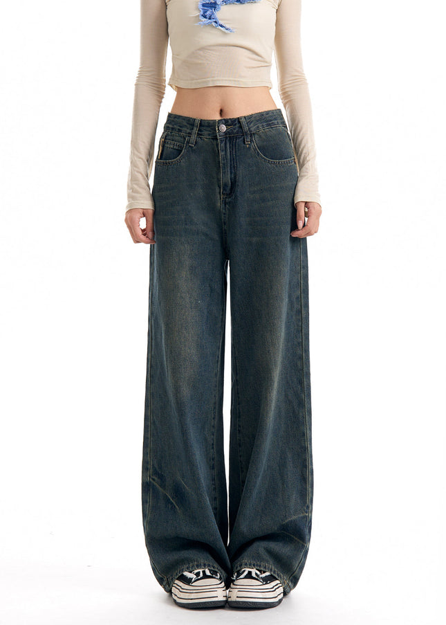 Blue Loose Fit High Waist Wide Leg Jeans - Women’s Jeans