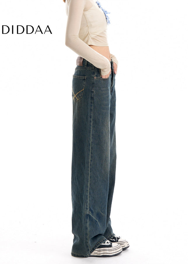Blue Loose Fit High Waist Wide Leg Jeans - Women’s Jeans