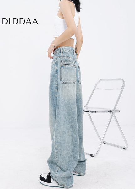 Blue Loose Fit High Waist Wide Leg Jeans - Women’s Jeans
