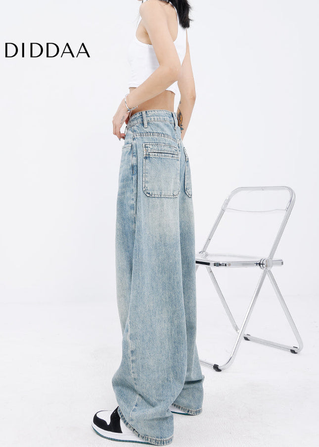 Blue Loose Fit High Waist Wide Leg Jeans - Women’s Jeans