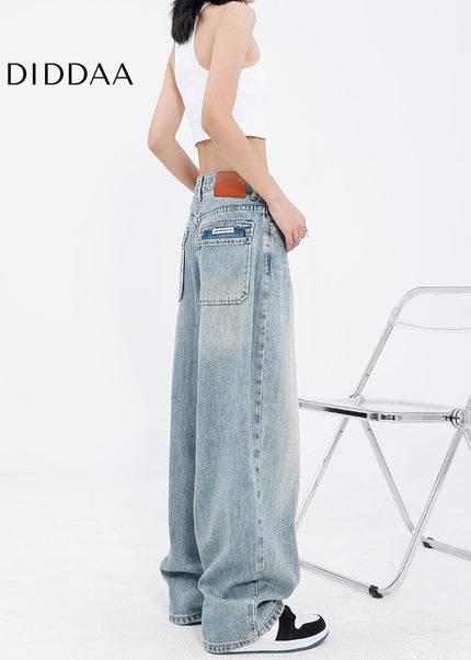 Blue Loose Fit High Waist Wide Leg Jeans - Women’s Jeans