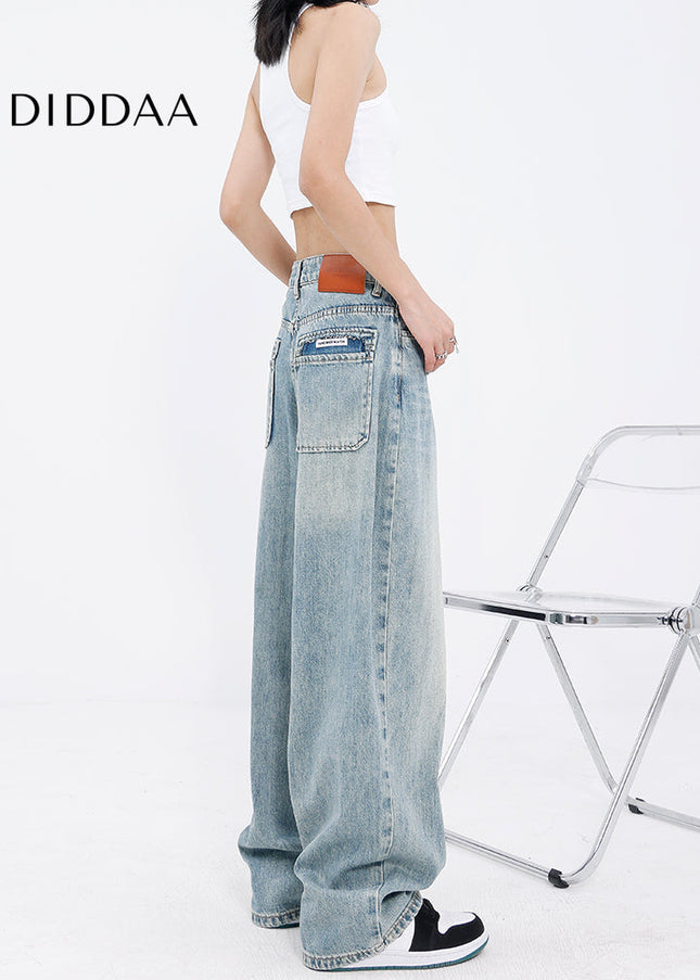Blue Loose Fit High Waist Wide Leg Jeans - Women’s Jeans