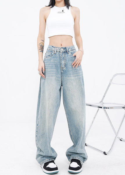 Blue Loose Fit High Waist Wide Leg Jeans - Women’s Jeans