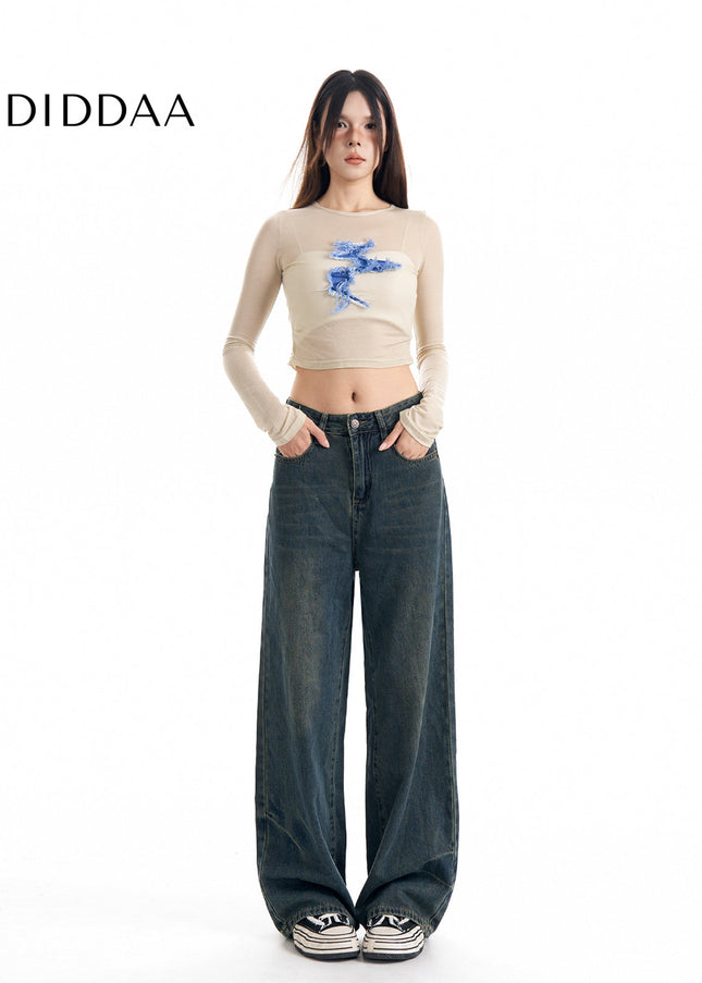 Blue Loose Fit High Waist Wide Leg Jeans - Women’s Jeans
