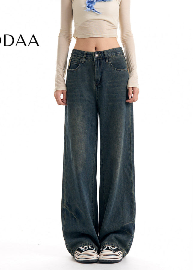 Blue Loose Fit High Waist Wide Leg Jeans - XS / Dark Blue - Women’s Jeans