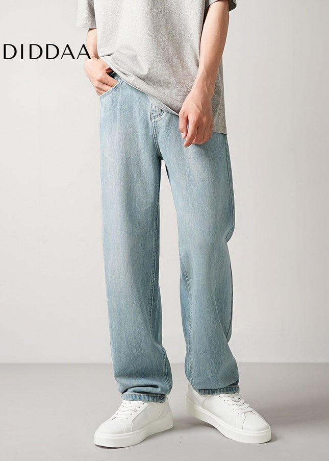 Blue Loose Fit Lyocell Drape Wash Jeans for Men - Men’s Jeans