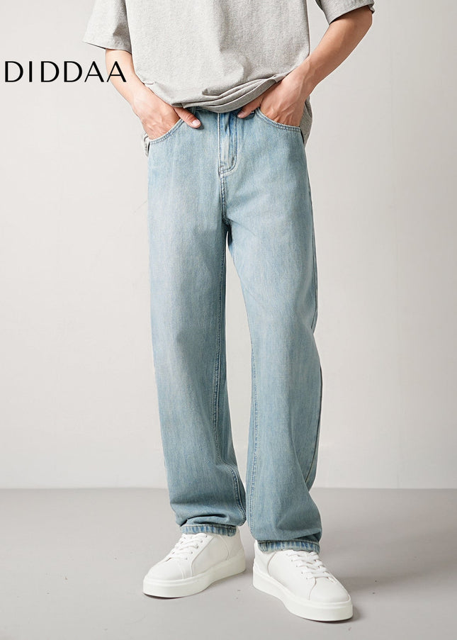 Blue Loose Fit Lyocell Drape Wash Jeans for Men - Men’s Jeans