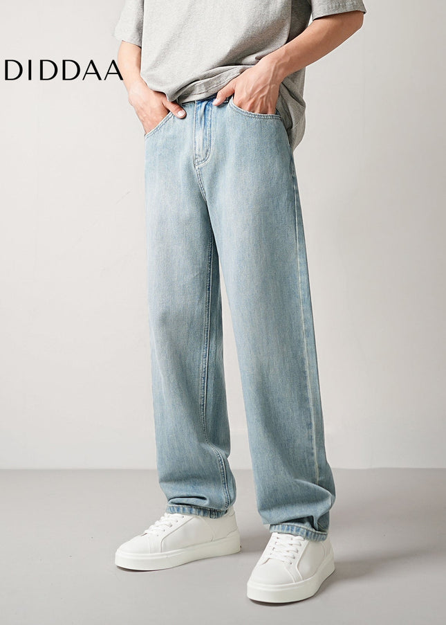 Blue Loose Fit Lyocell Drape Wash Jeans for Men - Men’s Jeans