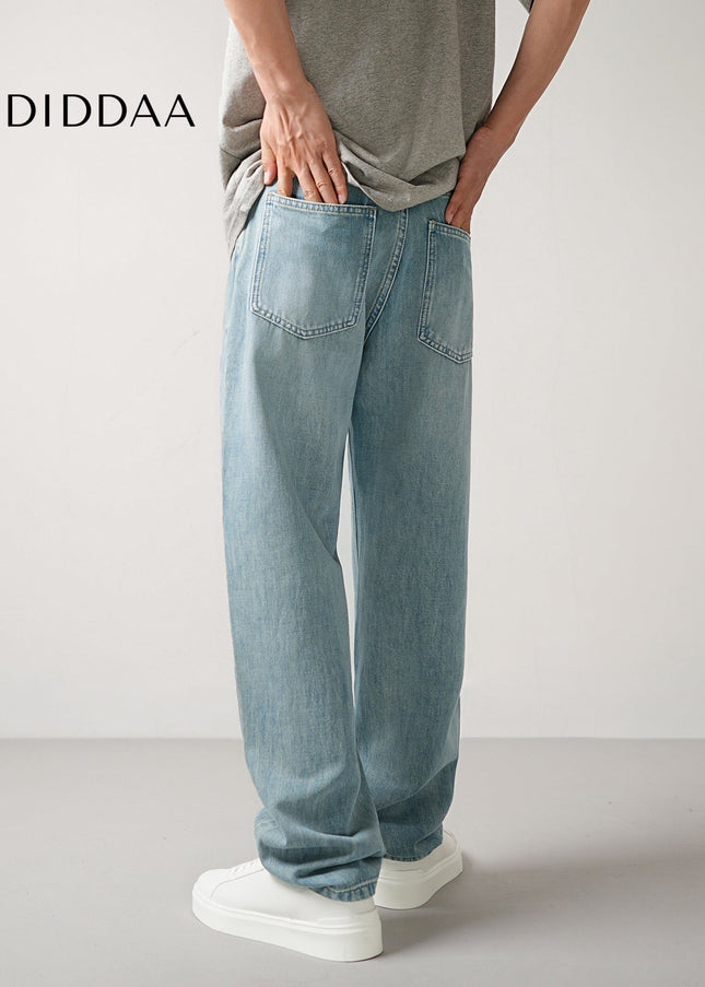 Blue Loose Fit Lyocell Drape Wash Jeans for Men - Men’s Jeans