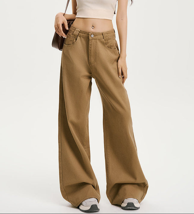 Blue Loose Fit Retro Casual Wide-Leg Jeans Women - Women’s Jeans