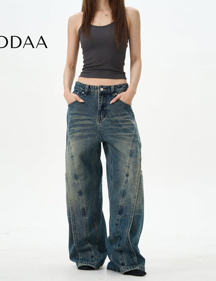 Blue Loose Fit Retro Deconstructed Jeans - S / Mid Blue - Women’s Jeans