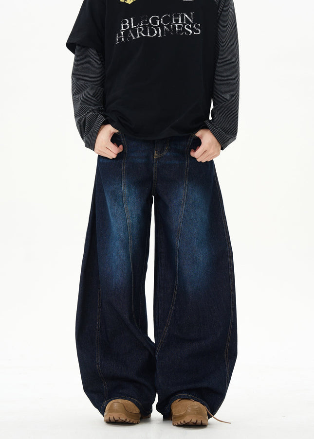 Blue Loose Fit Retro Scimitar Jeans for Men - Women’s Jeans