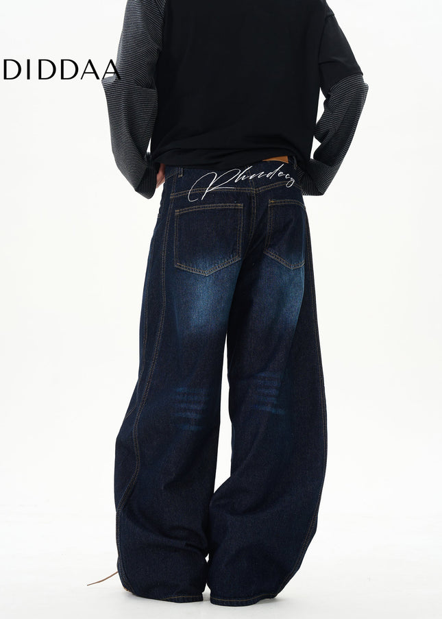 Blue Loose Fit Retro Scimitar Jeans for Men - Women’s Jeans