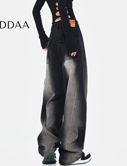 Blue Loose Fit Retro Scimitar Wide Leg Jeans - S / Black - Women’s Jeans