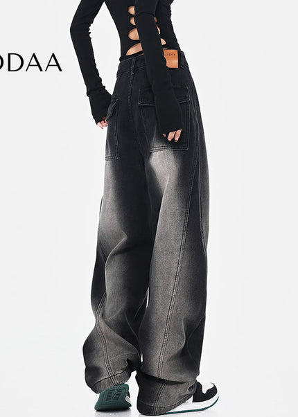 Blue Loose Fit Retro Scimitar Wide Leg Jeans - S / Black - Women’s Jeans