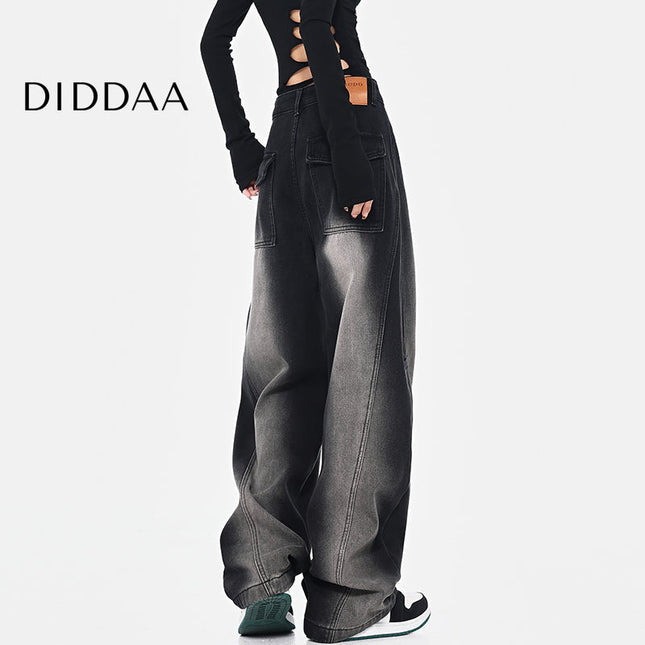 Blue Loose Fit Retro Scimitar Wide Leg Jeans - S / Black - Women’s Jeans