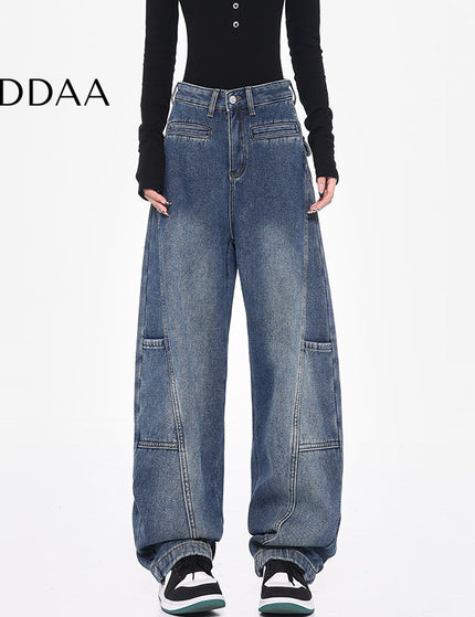 Blue Loose Fit Retro Scimitar Wide Leg Jeans - S / Vintage Blue - Women’s Jeans