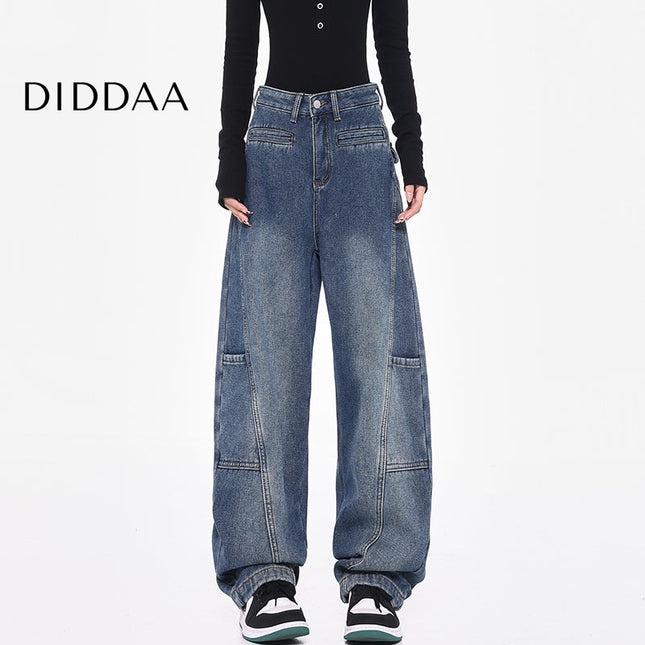 Blue Loose Fit Retro Scimitar Wide Leg Jeans - S / Vintage Blue - Women’s Jeans