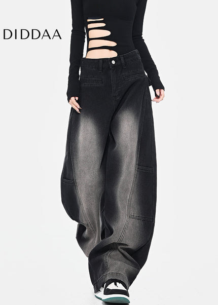 Blue Loose Fit Retro Scimitar Wide Leg Jeans - Women’s Jeans