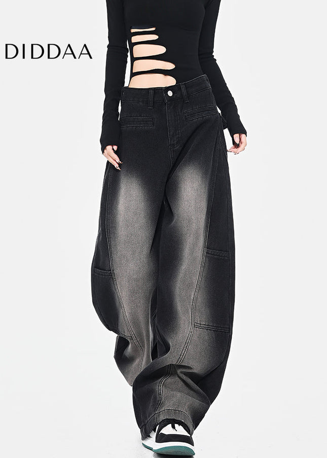 Blue Loose Fit Retro Scimitar Wide Leg Jeans - Women’s Jeans