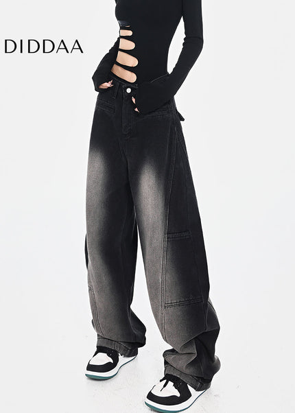 Blue Loose Fit Retro Scimitar Wide Leg Jeans - Women’s Jeans