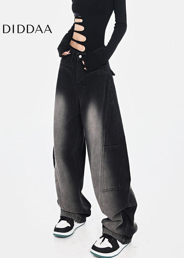 Blue Loose Fit Retro Scimitar Wide Leg Jeans - Women’s Jeans