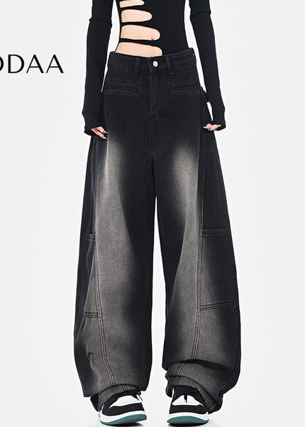 Blue Loose Fit Retro Scimitar Wide Leg Jeans - Women’s Jeans