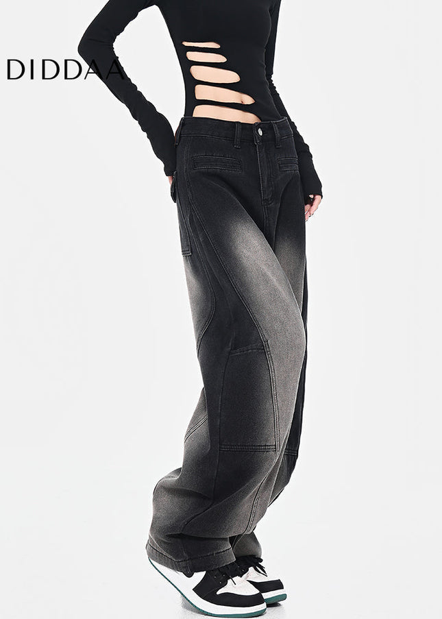 Blue Loose Fit Retro Scimitar Wide Leg Jeans - Women’s Jeans