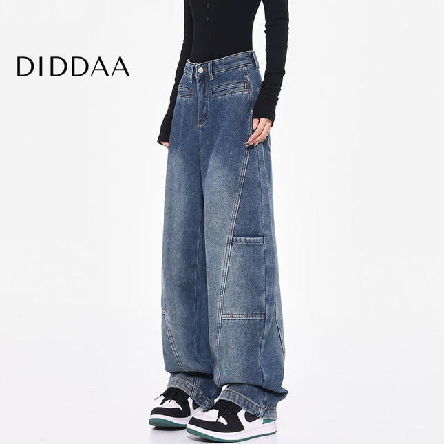 Blue Loose Fit Retro Scimitar Wide Leg Jeans - Women’s Jeans